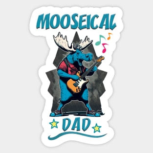 Mooseical - Rock N Roll Dad Moose with a Electric Guitar Sticker